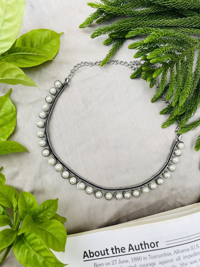 Pearl Oxidised Necklace Sajana By Shagun