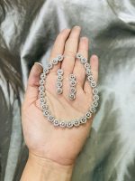 Small flower single line American diamond necklace