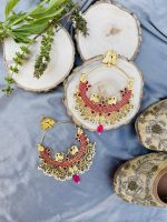 Intricate golden earrings with rubby touch - Image 2