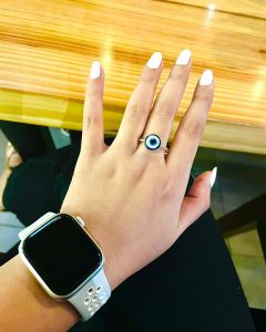 Evil eye 92.5 hallmark silver ring