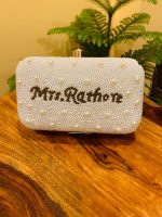 Square Pearl clutch with big beads embroidered - Image 2