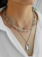Layer necklace with lock Silver - Image 2