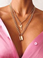 Layer necklace with lock And key