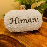 Pearl clutch with big beads embroidered