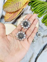 Flower German silver Earrings - Image 2