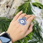 Evil eye oxidised Ring