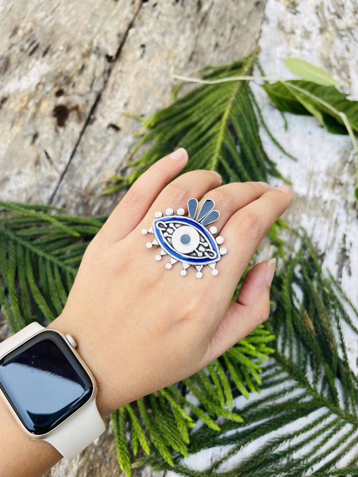 Evil eye oxidised Ring - Image 1