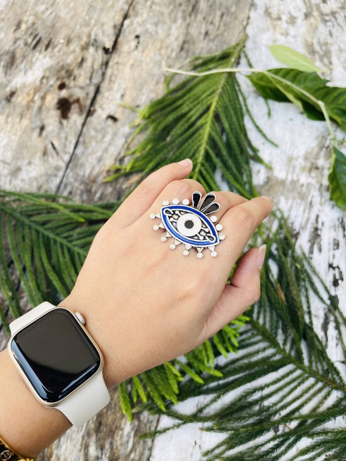 Evil eye oxidised Ring - Image 2