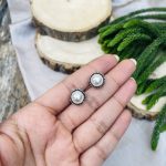White pearl oxidised earrings