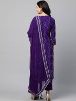 Purple pant suit with dupatta - Image 3