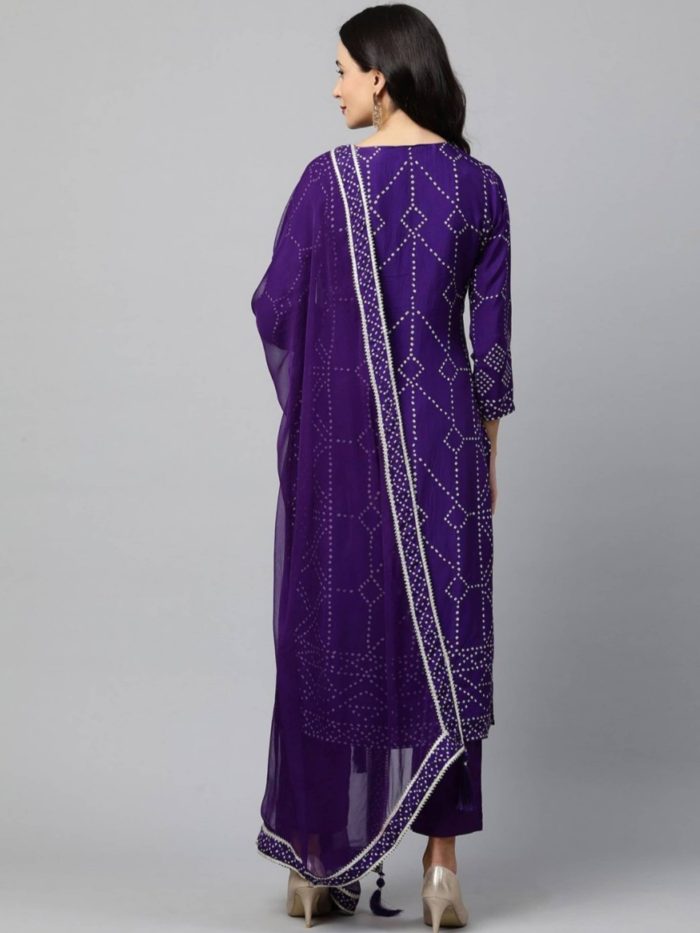 Purple pant suit with dupatta - Image 3
