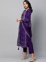 Purple pant suit with dupatta - Image 2