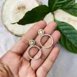Stone with circle ad earrings