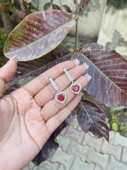 Pink heart ad earrings