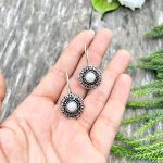 Pearl brass loops earrings