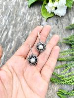 Pearl brass loops earrings
