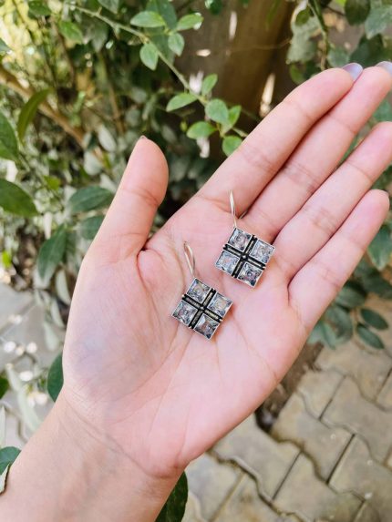 Square brass earrings