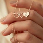 3 heart alphabet necklace