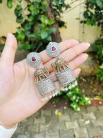 Dual tone brass elephant earrings - Image 2