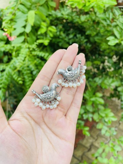 Peacock brass earrings