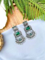 Sabin brass green earrings
