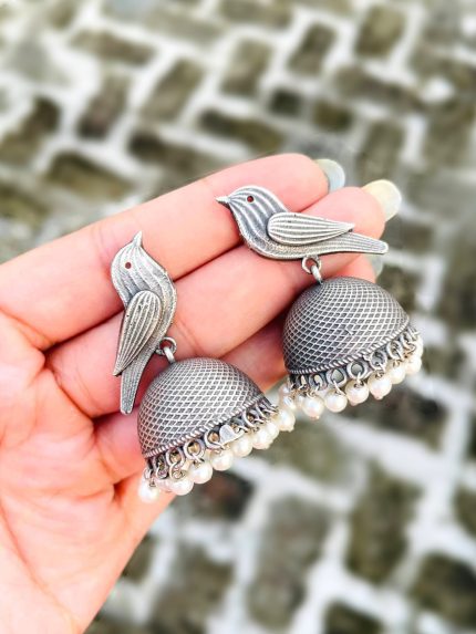 Bird brass jhumka