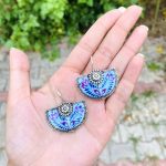 Blue hand painted earrings