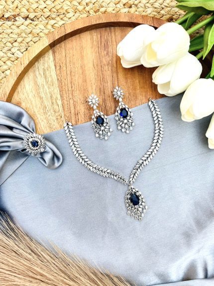 American diamond necklace with Ring