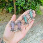 Rectangle brass earrings