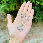 Swan ad pendent with earrings silver