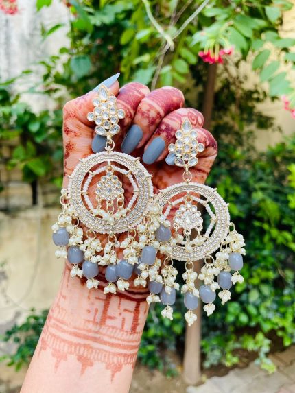 Hemadri golden Earrings grey