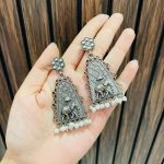 Flower elephant brass earrings