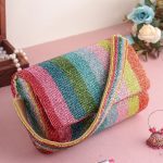 Multicolored beaded flap bag
