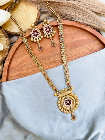 Sunny gold plating long necklace