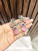 Peacock with multi stone brass earrings