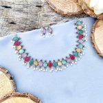 Multi stone brass necklace