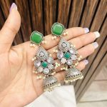 Shakti brass earrings green