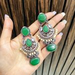 Afjal brass Earrings Green