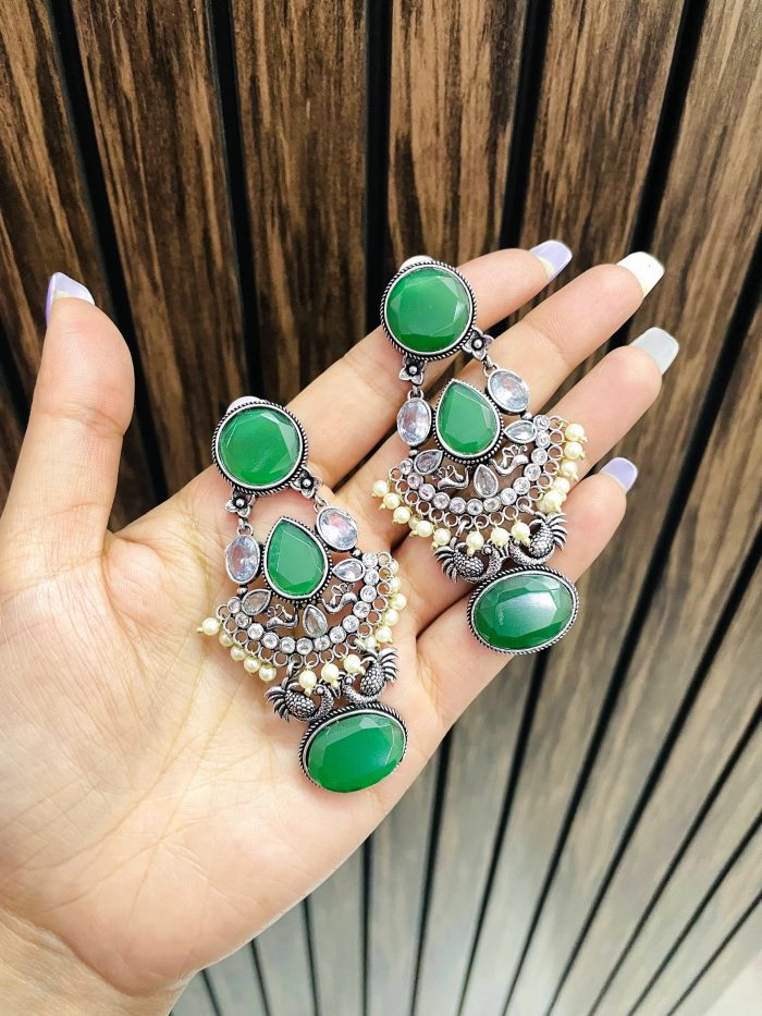 Afjal brass Earrings Green - Image 1