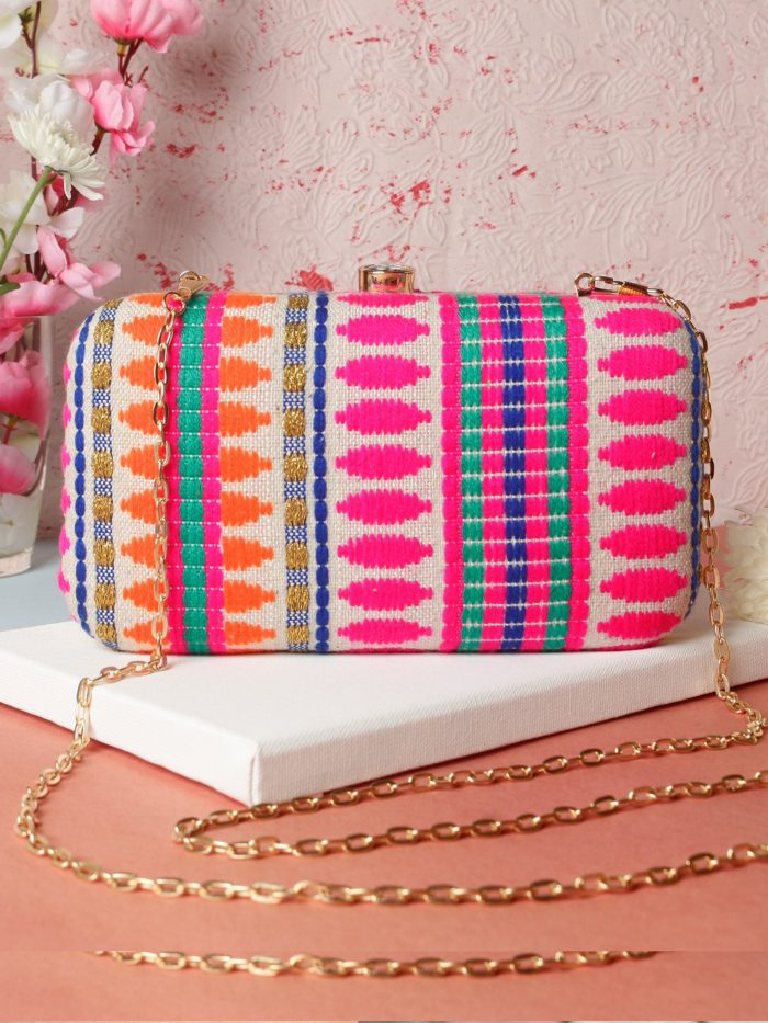 Designer clutch multi pink - Image 1