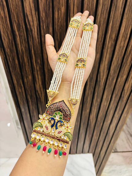 Peacock golden long necklace