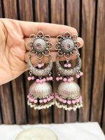 Kamya brass jhumka Pink - Image 2