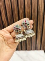 Multi Flower brass jhumka - Image 2