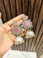 Seema brass jhumka Pink