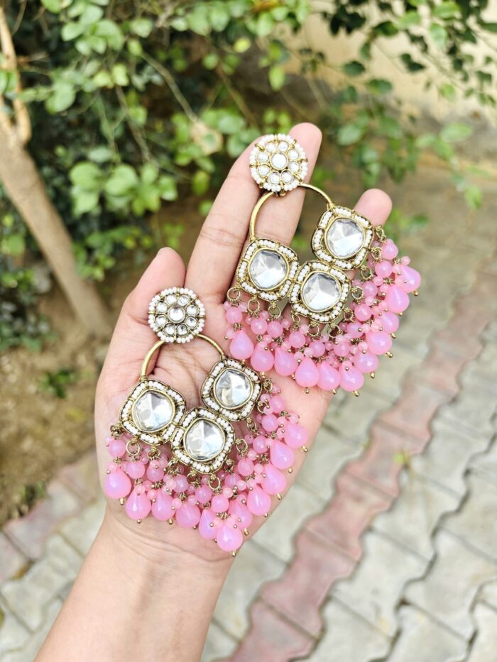 Geet Chandbali earrings pink - Image 1
