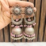 Kamya brass jhumka Pink