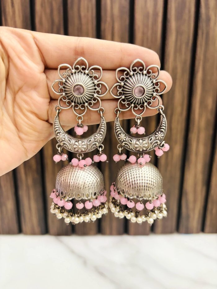 Kamya brass jhumka Pink - Image 1