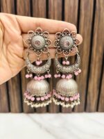 Kamya brass jhumka Pink