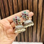 Multi Flower brass jhumka