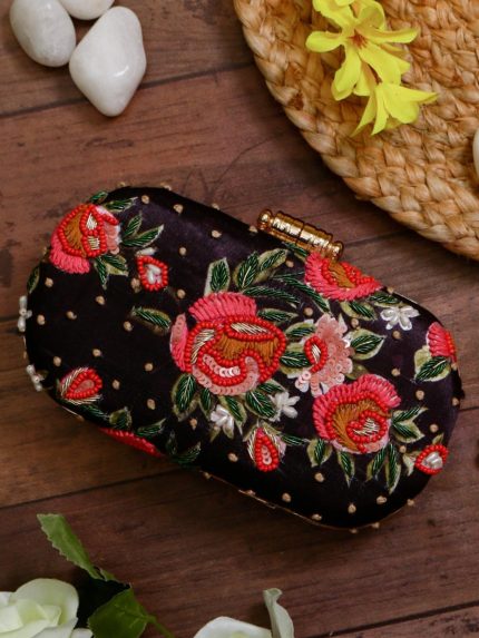 Printed Embroidery clutch